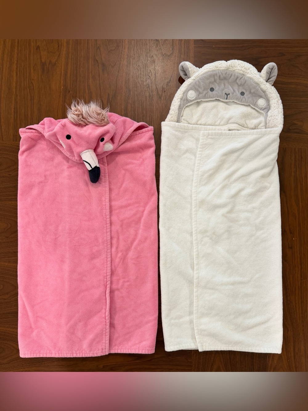 Pottery Barn Kids Hooded Pink Flamingo White Sheep Baby Towel